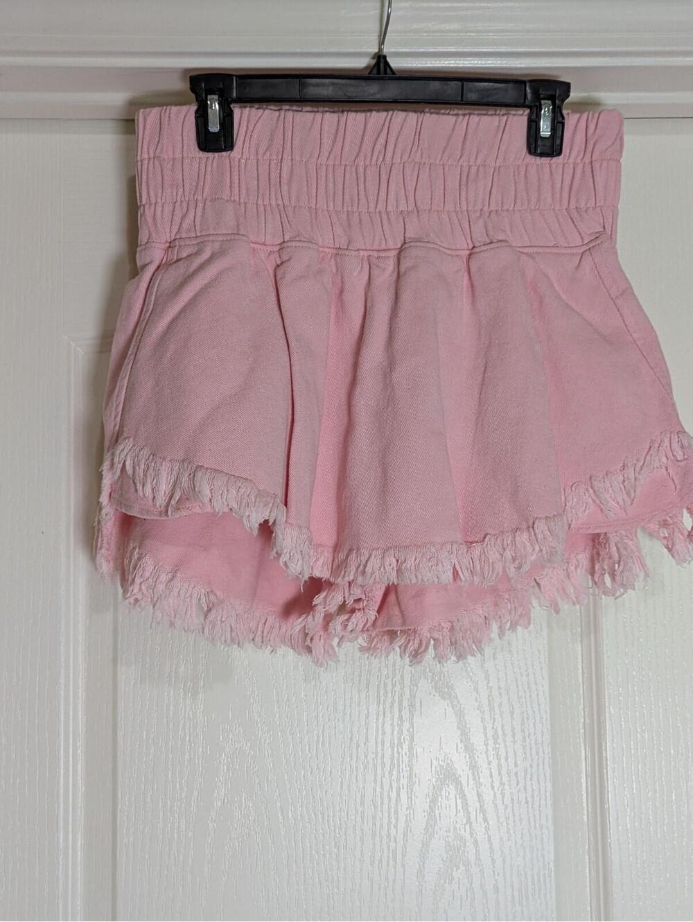 Women's Peach Love  Baby Pink Paper Bag Raw Hem Shorts Small Pre-owned Excellen